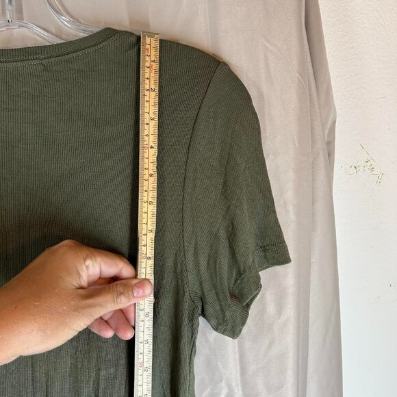 Marine Layer Womens Top M Green Lexi 10216 Twist Front Shirt Stretch Casual - Picture 6 of 10